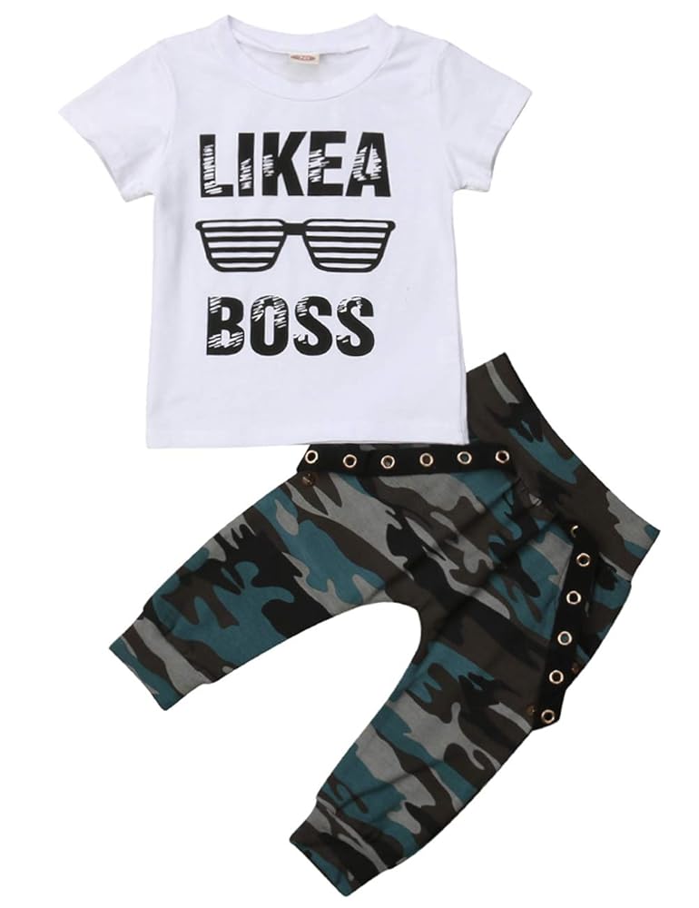 Amazon.com: Baby Boys Short Sleeve Like a Boss Letters T